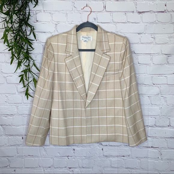 Christian Dior vintage tattersall plaid jacket size 10